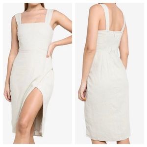 Abercrombie & Fitch Cream Wrap Linen Midi Dress, S